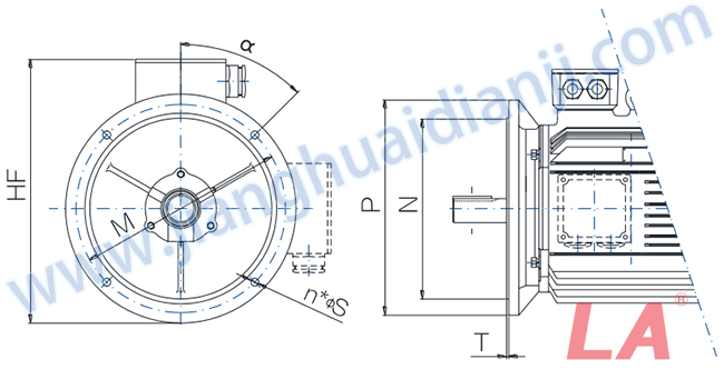 YE2系列高效低壓三相異步電動(dòng)機外形及安裝尺寸圖 法蘭尺寸 Flange dimensions - 六安江淮電機有限公司