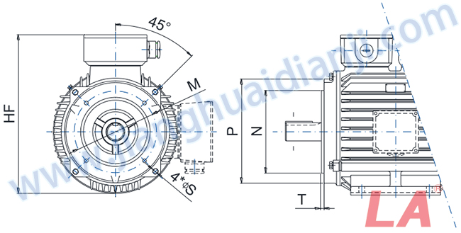 YE2系列高效低壓三相異步電動(dòng)機外形及安裝尺寸圖 法蘭尺寸 Flange dimensions - 六安江淮電機有限公司