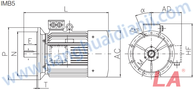 JHM系列變頻調速三相異步電動(dòng)機外形及安裝尺寸圖 - 六安江淮電機有限公司