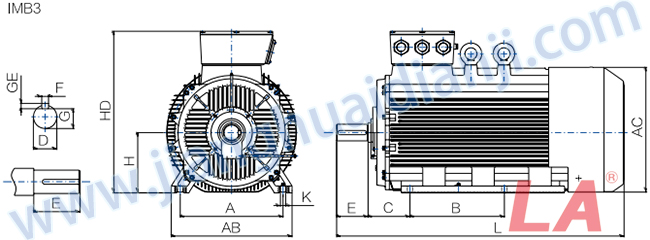 Y3系列低壓大功率三相異步電動(dòng)機外形及安裝尺寸圖IMB3 - 六安江淮電機有限公司