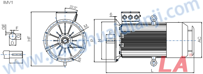Y3系列低壓大功率三相異步電動(dòng)機外形及安裝尺寸圖IMBV1 - 六安江淮電機有限公司