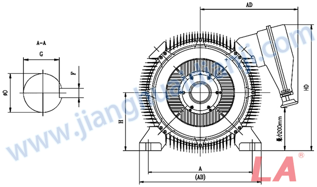 Y2系列緊湊型高壓三相異步電動(dòng)機外形及安裝尺寸圖 - 六安江淮電機有限公司