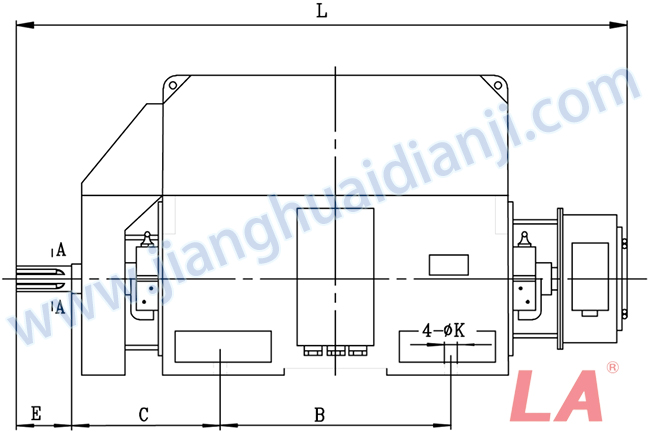 YRKK系列大型高壓三相異步電動(dòng)機外形及安裝尺寸圖(YRKK710-800 IP44、IP54、IP55) - 六安江淮電機有限公司